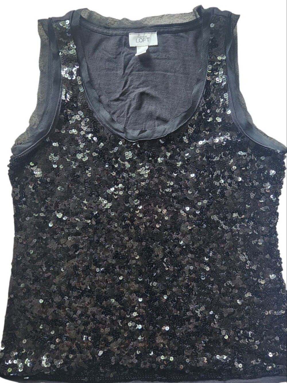 LOFT Black Sequin Tank Top